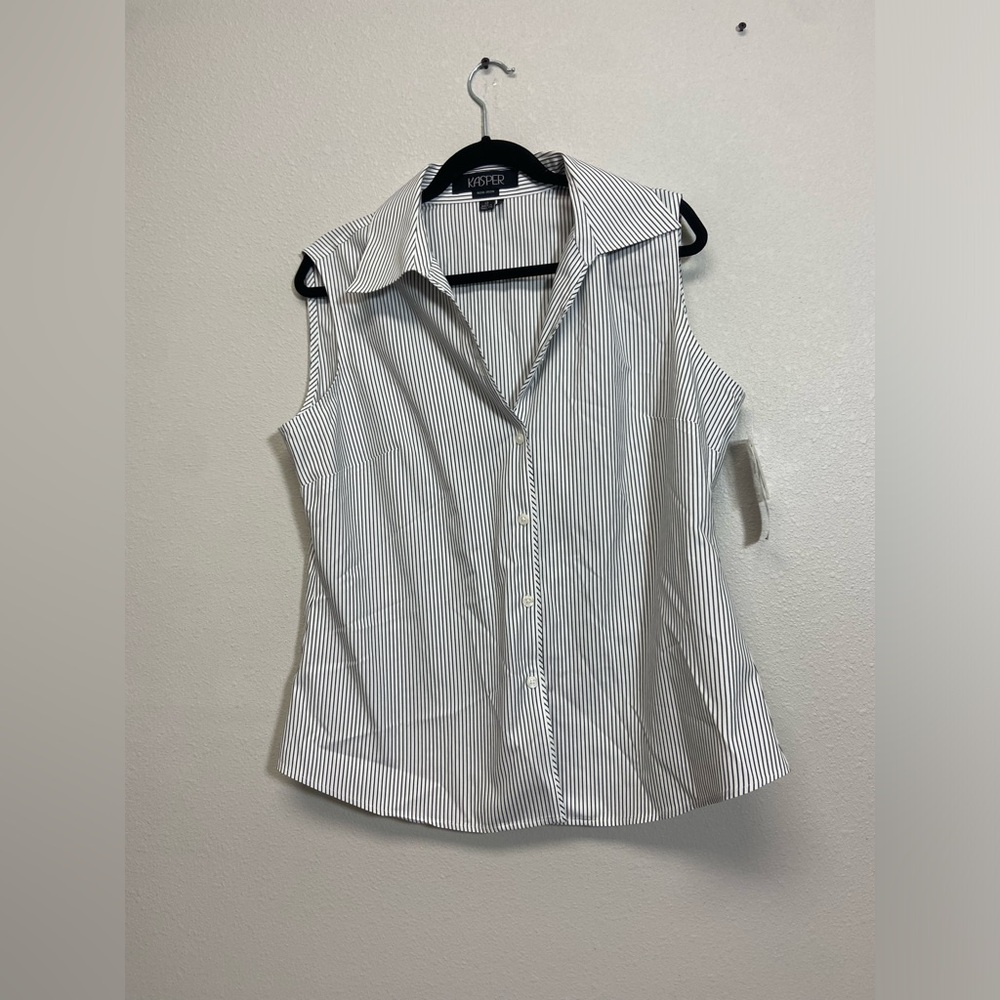Stripped, Kasper shirt, size 12, sleeveless